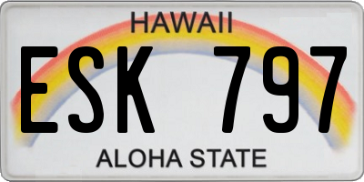 HI license plate ESK797