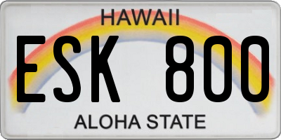HI license plate ESK800