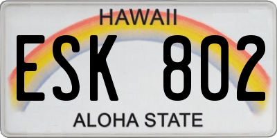 HI license plate ESK802