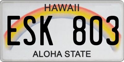 HI license plate ESK803