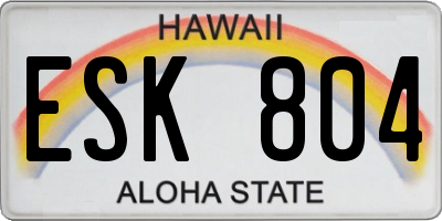 HI license plate ESK804