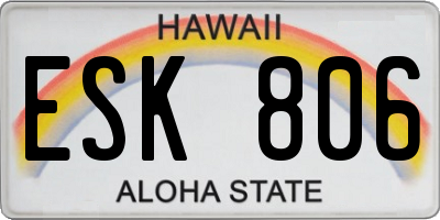 HI license plate ESK806