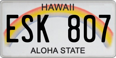 HI license plate ESK807