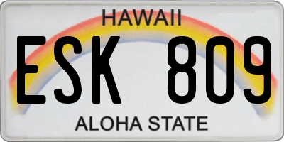 HI license plate ESK809