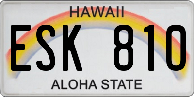HI license plate ESK810