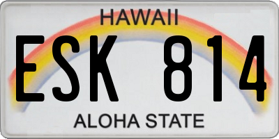 HI license plate ESK814