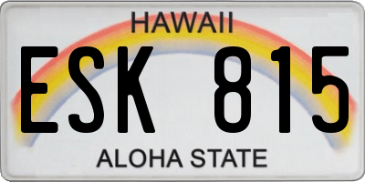 HI license plate ESK815