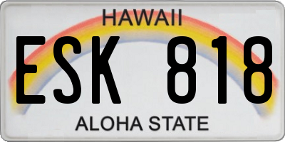 HI license plate ESK818