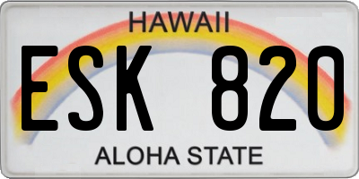 HI license plate ESK820