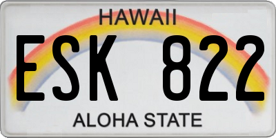HI license plate ESK822