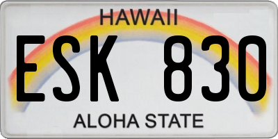 HI license plate ESK830