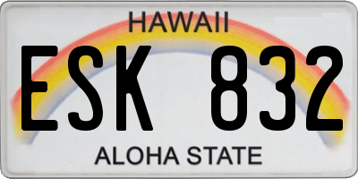 HI license plate ESK832
