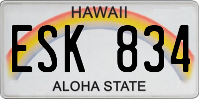 HI license plate ESK834