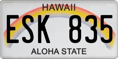 HI license plate ESK835