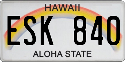 HI license plate ESK840