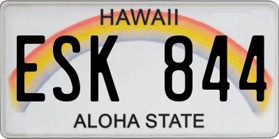HI license plate ESK844