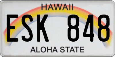 HI license plate ESK848