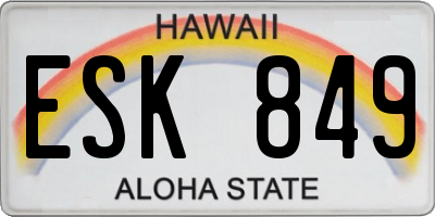 HI license plate ESK849