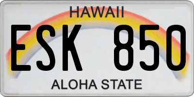HI license plate ESK850