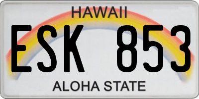 HI license plate ESK853