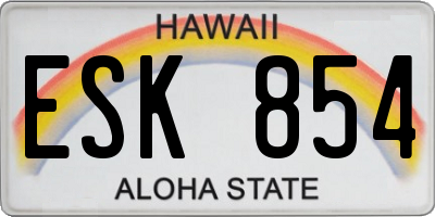 HI license plate ESK854