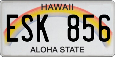 HI license plate ESK856