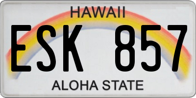 HI license plate ESK857
