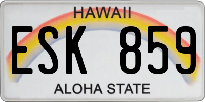 HI license plate ESK859
