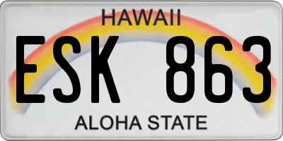 HI license plate ESK863