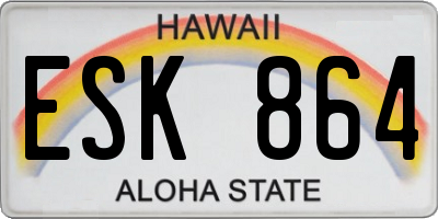 HI license plate ESK864