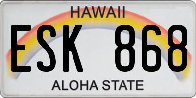 HI license plate ESK868