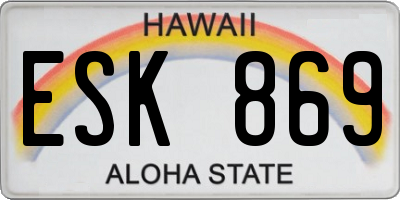 HI license plate ESK869