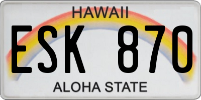 HI license plate ESK870