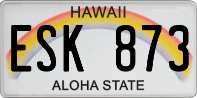 HI license plate ESK873