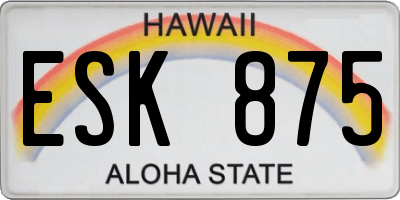 HI license plate ESK875