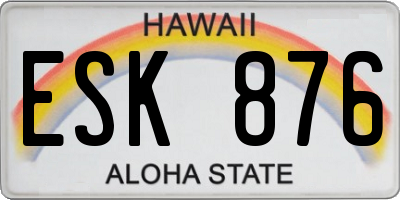 HI license plate ESK876