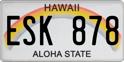 HI license plate ESK878