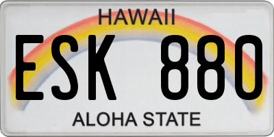 HI license plate ESK880