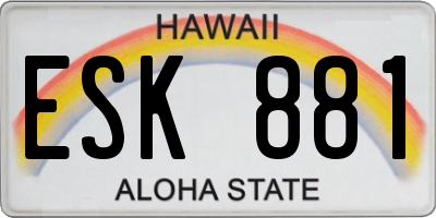 HI license plate ESK881