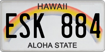 HI license plate ESK884