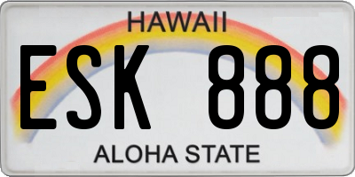 HI license plate ESK888