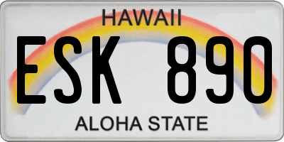 HI license plate ESK890