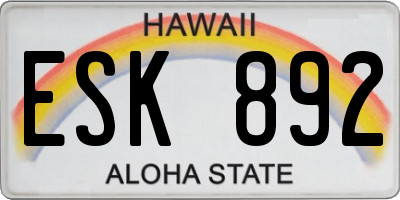 HI license plate ESK892