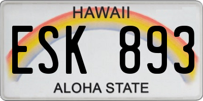 HI license plate ESK893