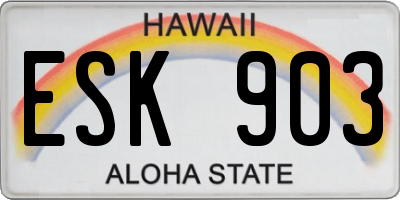 HI license plate ESK903