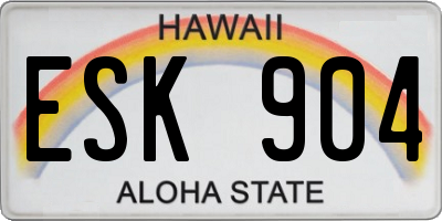 HI license plate ESK904
