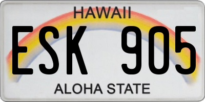 HI license plate ESK905