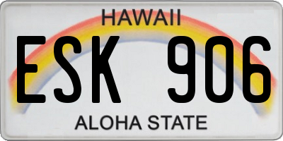 HI license plate ESK906
