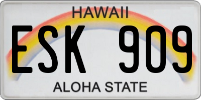 HI license plate ESK909