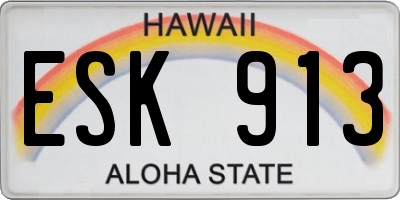 HI license plate ESK913